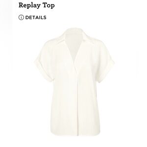 CAbi White Blouse with V-Neck